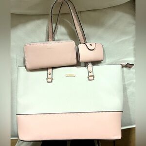 ELIM & PAUL Pink and White Crossbody Purse with Tassels
